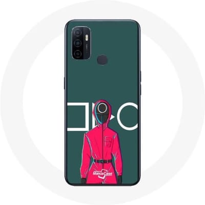 Coque - Squid Game - Oppo A53 - Soldat Rouge - Masque Cercle - Souple rouge