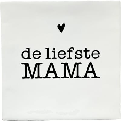 Snoes Spreuktegel – De liefste MAMA – Wit met Zwart – Inclusief Plakhaakje – Handgemaakt Spaans Keramiek 10x10 cm – Moederdag Cadeau – Persoonlijk Kado Moeder
