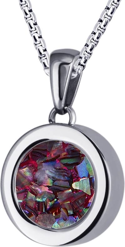 Quiges 12mm Mini Munt Hanger Zilverkleurig RVS Glans met Schelp Multi Vlokjes Munt en Box Ketting Ankerketting 42-46cm