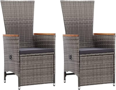 Tuinstoelen - Verstelbare stoelen - Buiten ontspannen - Verstelbare rugleuning - 62 x 58 x 108 cm - Grijs
