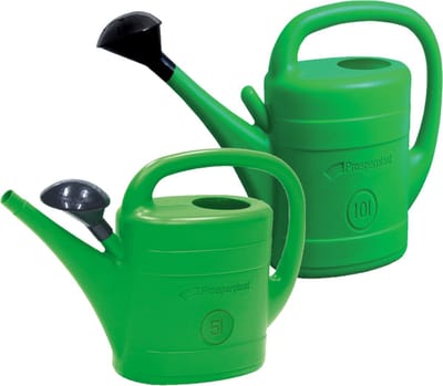 Combi-set kunststof bloemen/planten gieters met broeskop/sproeikop groen 5 en 10 liter