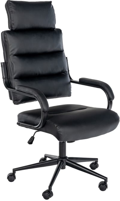 CLP Campo Bureaustoel - ergonomisch - voor volwassenen - met armleuningen - kunstleer - zwart/zwart