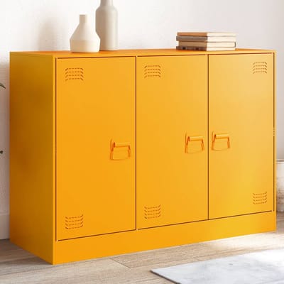 vidaXL - Dressoir - 99x39x73 - cm - staal - mosterdgeel