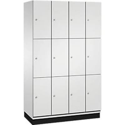 C+P Cambio lockerkast, 4 vakken, 12 vakken, met plint, B 1200 x D 525 x H 1980 mm, lichtgrijs