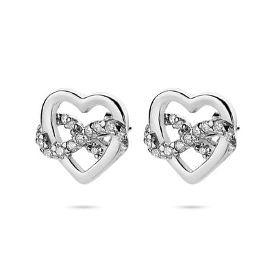 Twice As Nice oorbellen in zilver, hart en infinity met zirkonia Wit