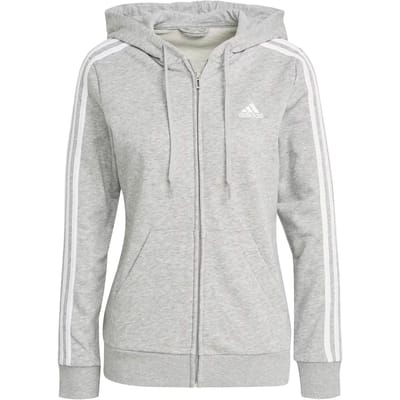 Dames sweater met capuchon en ritssluiting adidas Essentials French Terry 3-Bandes