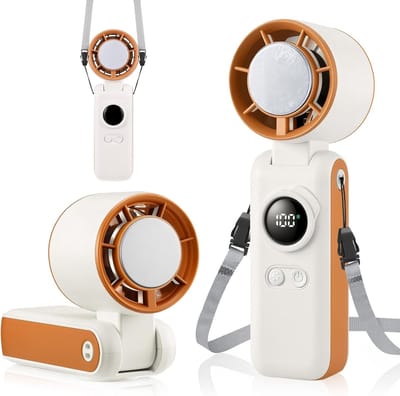 Draagbare handventilator met turbine en koelfunctie, USB-opladen, kleine elektrische handventilator, 1-199 traploos instelbare snelheidsstanden, 6000mAh-batterij, tot 19 uur batterijduur.