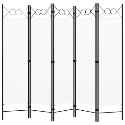vidaXL - Kamerscherm - met - 5 - panelen - 200x180 - cm - wit