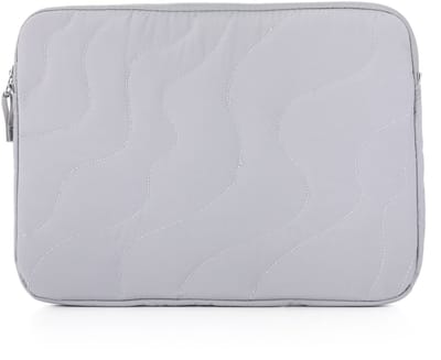 Gevoerde Laptophoes met Golvend Puffer-Design – Schokbestendige Laptop Sleeve – Zachte Beschermhoes met Stevige Ritssluiting – Modieuze Tablet & Laptop Cover - Grijs