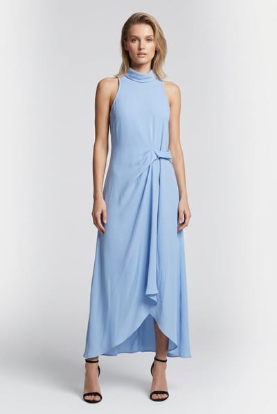 Reiss Drape Tuck Midi Dress Pale Blue Maat: 8 | Midi Jurken Outlet | Dames | Blauw