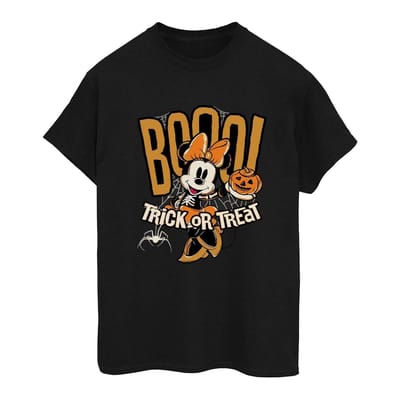 Disney Dames/Dames Boo Trick Or Treat Minnie Mouse Katoenen Vriendje T-shirt (Zwart)