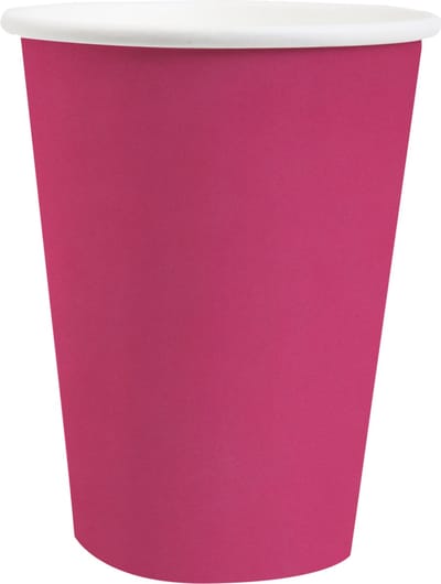 Santex feest/verjaardag bekertjes - 10x stuks - karton - fuchsia - 270 ml