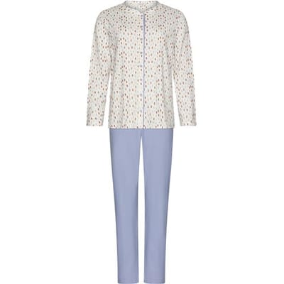 Pastunette - Tender - Pyjama - Katoen - Doorknoop - Wit/Blauw - Maat 50