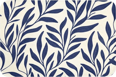 Badmat 90x60 cm - Antislip - Bladeren - Klimop - Donkerblauw - Badmatten voor badkamer - Badkamermat - Douchemat - Badkamer mat