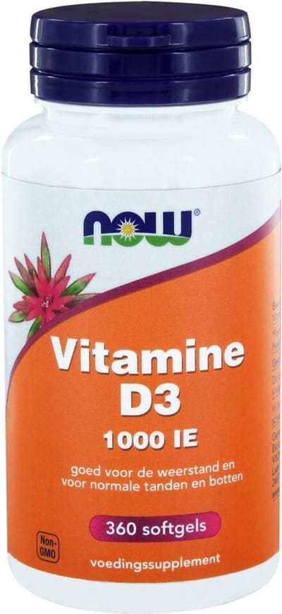 Now Foods - Vitamine D3 1000 IU - Belangrijk voor Immuunsysteem en Spierwerking - 360 Softgels