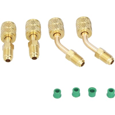 4 Stuks 1/4SAE naar 5/16SAE Conversiekop Koudemiddel Vuladapter voor R410 Reductiemiddel Fluoride Gereedschap