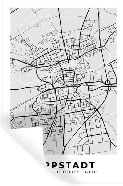 Muurstickers - Sticker Folie - Lippstadt - Kaart - Stadskaart - Plattegrond - Duitsland - 20x30 cm - Plakfolie - Muurstickers Kinderkamer - Zelfklevend Behang - Zelfklevend behangpapier - Stickerfolie