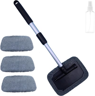 Telescoop Autowasborstel Set met 4 Microvezel Overtrekken en Ruitenreiniger voor Auto