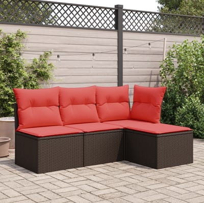 vidaXL - Tuinkruk - met - kussen - 55x55x37 - cm - poly - rattan - bruin