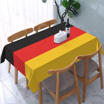 Duitse Vlag Rechthoekige Tafelkleed voor Tafeldecoratie Picknickfeest Waterdicht Herbruikbaar Tafelkleed voor Tafel Keuken Eetkamer 90x140cm black