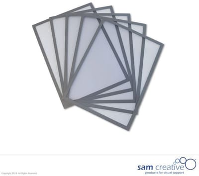 Sam Creative Whiteboard Magneten - Magneetvenster - Insteekhoezen - A4 - Grijs - 5 stuks