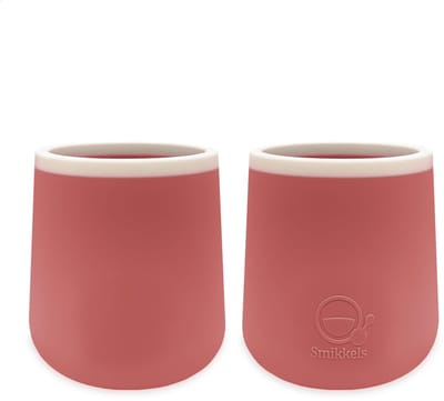 Smikkels - Siliconen kinderbekers - Set van 2 - Open bekers - Oefenbeker - Veilige Drinkbeker - Baby - Peuter - Duurzaam - Roze