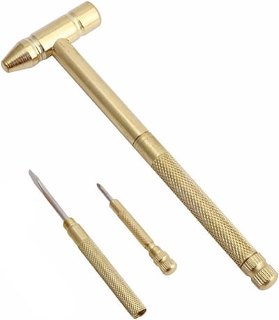5 in 1 Multifunctionele Dual Head Micro Hammer Set - Messing Hammer met Schroevendraaier voor Reparatie van Sieraden en Horloges