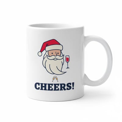 Santa Cheers Witte Mok 330ml – Feestelijke Kerstman Koffiebeker met Holiday Proost Ontwerp