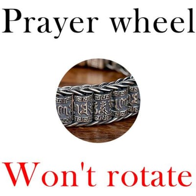 Dernier Bracelet Sutra Créatif Fait Main Hommes Perles de Transfert Argentées Bangles Personnalité Vintage Mantra à Six Caractères pour Femmes 26cm gray