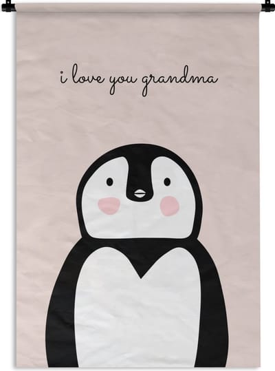 Wandkleed - Wanddoek - Geschenk voor grootmoeder met Moederdag i love you grandma lichtroze - 90x135 cm - Wandtapijt