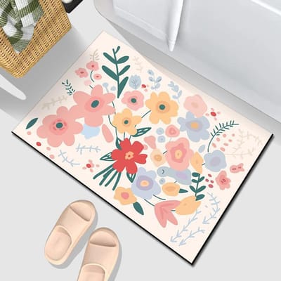 Tapis de sol absorbant pour porte de salle de bain et toilettes, boue de diatomées, séchage rapide, doux, antidérapant, pour toilettes 40 * 60Cm [Crystal Fleece] beige
