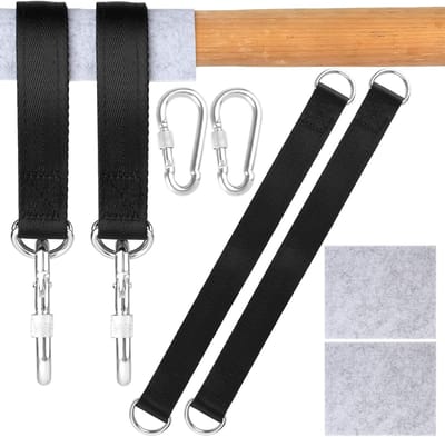 Hammock Hangset met 30 cm Bevestiging, Nylon Haken, 2 Carabiners en Opbergzak voor Hangstoel, Ideaal voor Buiten en Kamperen