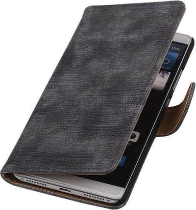 Grijs Mini Slang Booktype Huawei Mate S Wallet Cover Hoesje