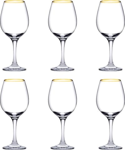 Pasabahce - Golden touch amber cocktailglazen, wijnglazen met gouden rand - 470 ml - 6 stuks