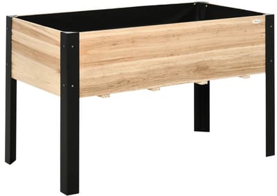 Grote Plantenbak - Luxe Bloembak - Verhoogd Plantenbed - Tuinbed - Kweekbak - Moestuinbak - voor Buiten, Terras, Tuin & Balkon - voor Groenten, Bloemen & Kruiden - 120 x 60 x 74 cm - Naturel & Zwart