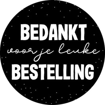 Sticker Bedankt voor je leuke bestelling zwart - webshop sticker - bedanksticker bestelling - sluitsticker verpakking - 20 stuks