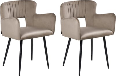 SANILAC - Eetkamerstoel set van 2 - Taupe - Fluweel