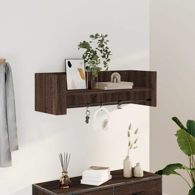vidaXL - Wandschap - 100x35x30,5 - cm - bewerkt - hout - bruin - eikenkleurig