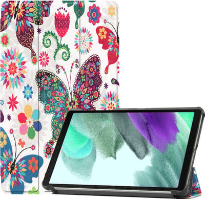 Hoesje Geschikt voor Samsung Galaxy Tab S6 Lite - Dun & Stevig - Trifold Bookcase - Hard Cover - Hardcover Book Case - Tablet Hoes - Vlinders