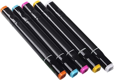 Set van 48 Dual Tip Art Markers met Draagtas voor Kleurrijk Schetsen, Tekenen en Grafisch Ontwerp in Architectuur en Landschappen