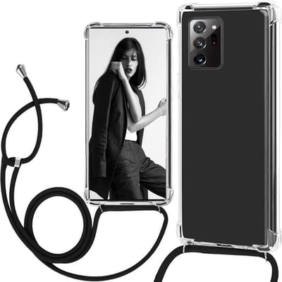Telefoonhoesje Geschikt voor: Samsung Galaxy Note 20 Ultra met koord - Kettinghoesje - Anti Shock - Transparant TPU - Draagriem voor Schouder / Nek - Schouder tas - ZT Accessoires