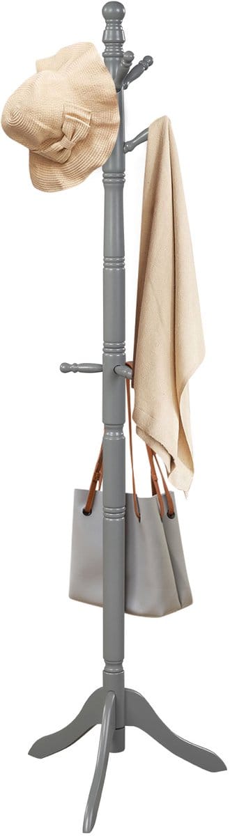 COSTWAY Kapstok, 175 cm, met 9 haken, vrijstaande kledingstandaard van hout met verstelbare hoogte, mantelstandaard in boomvorm voor hoeden, handtassen en sjaals