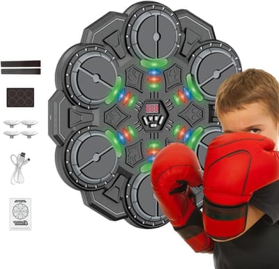 Muziek Boksmachine - Interactieve Training - Fitness Thuis - Dynamische Lichtreactie - 35 cm Breed - Zwart