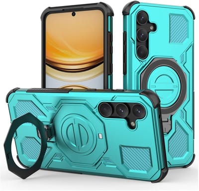 Hoesje geschikt voor Samsung Galaxy A55 | Compatibel met MagSafe / Qi2 | 360° Draaibare Magnetische Standaard | Back Cover Kickstand Ring | Lichtblauw