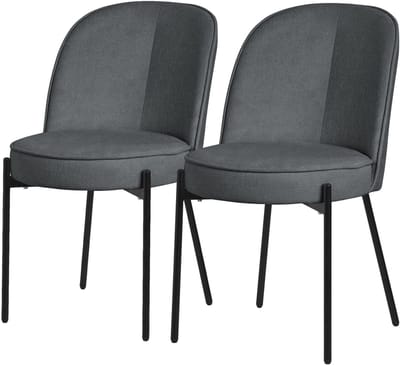 Eetkamerstoelen set van 2 antraciet met rugleuning, gestoffeerde stoelen voor eetkamer & keuken ML-Design