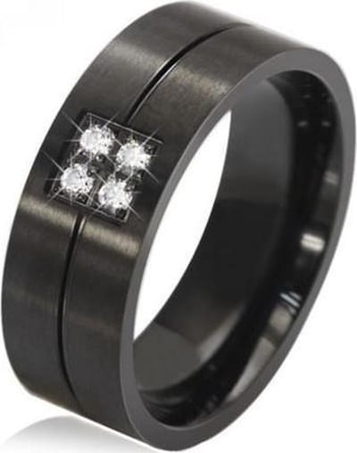 Schitterende Zwarte Ring Breed Zirkonia | Ring met Steentjes|Stoere Ring| 23.00 mm. (maat 72) Jonline