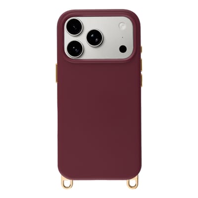 Selencia Hoesje - Geschikt voor iPhone 17 Pro - Rivièra geschikt voor MagSafe Backcover met afneembare haakjes - Bold Burgundy