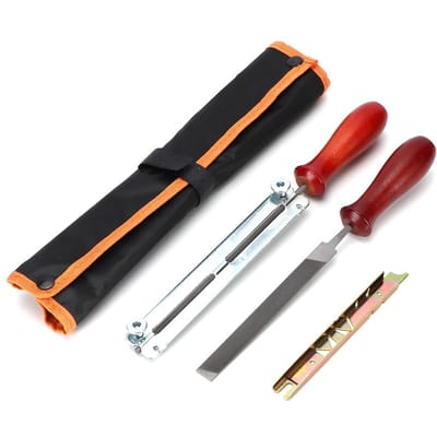 Kit d'affûtage de limes pour tronçonneuses, guide-chaîne, affûtage de chaîne, jauge de profondeur, limes de scie, ensemble d'outils à main
