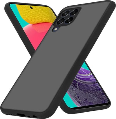 Cadorabo Hoesje geschikt voor Samsung Galaxy M53 5G in MATT ZWART - Hybride beschermhoes met TPU siliconen Case Cover binnenkant en matte plastic achterkant