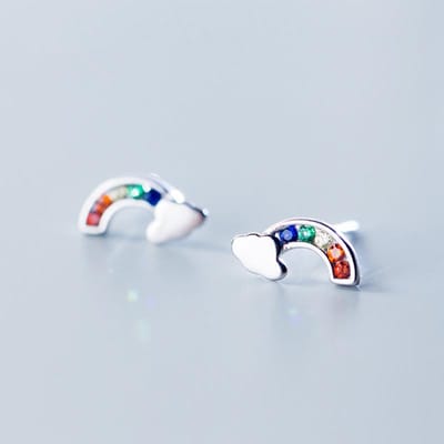 Boucles d'oreilles à tige en cristal arc-en-ciel à la mode pour femmes, bijoux d'oreille féminine, boucle d'oreille Eh103 white